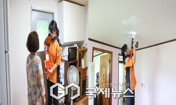 포천소방서, 관내 노후아파트 ‘주택용 소방시설’ 보급.(사진제공.포천소방서)