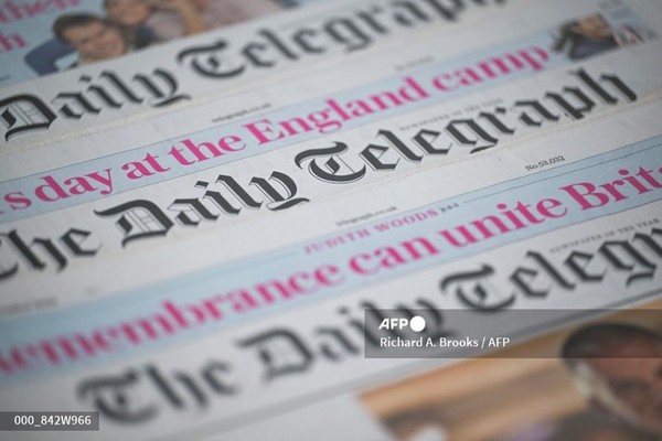 영국 신문 텔레그래프. 사진제공/AFP통신