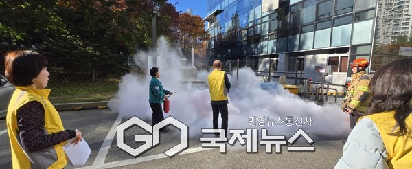 ▲ 과천시, 정보과학도서관 합동소방훈련 모습 [과천시제공]