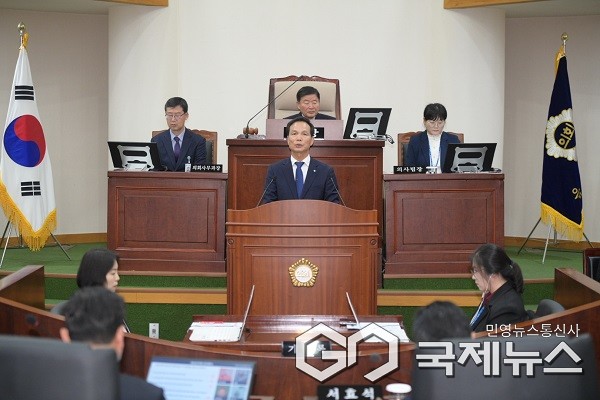 조병옥 군수 군의회 시정연설 모습.(제공=음성군청)