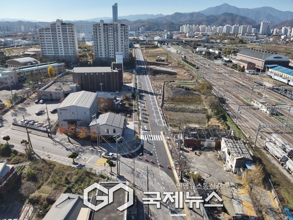 ▲‘동해역 및 동해항 입구 과선교간 도로개설공사’ 준공 11월 말 개통 사진=동해시