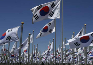 태극기 게양 모습