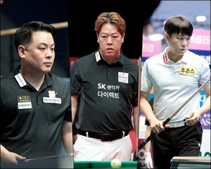 'TOP 3' <b>조재호</b>·<b>강동궁</b>·<b>최성원</b>, 나란히 3-0 완승...64강 순항 [휴온스 ...