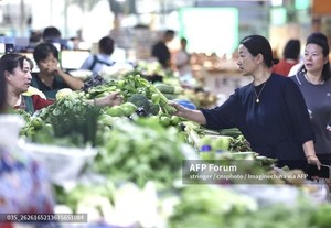 중국 7월 CPI 0.5%↑…난징 시장 채소 장보기 현장