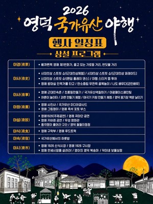 영덕 국가유산 야행, 8월 21~23일 개막...야간 테마·공연 - 뉴스 썸네일 이미지
